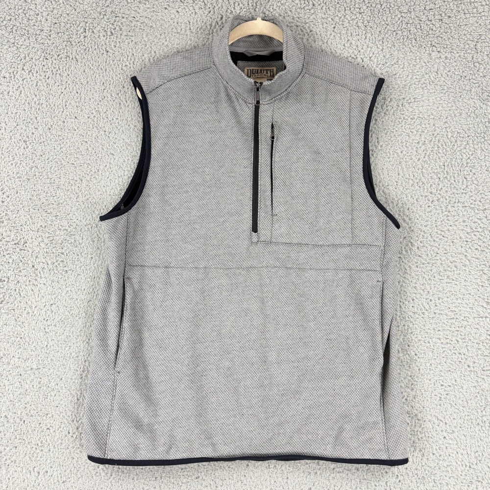 Duluth Trading Co Vest Mens M Gray Quarter Zip Fleece Lined Outdoor Pockets